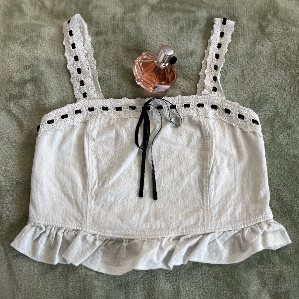 White Ruffled Women's Top